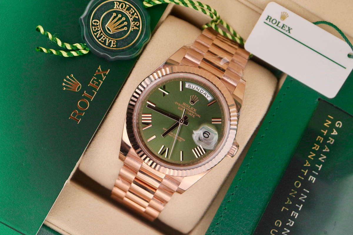 Rolex Day-Date 40 Everose Gold Olive Dial (2023)