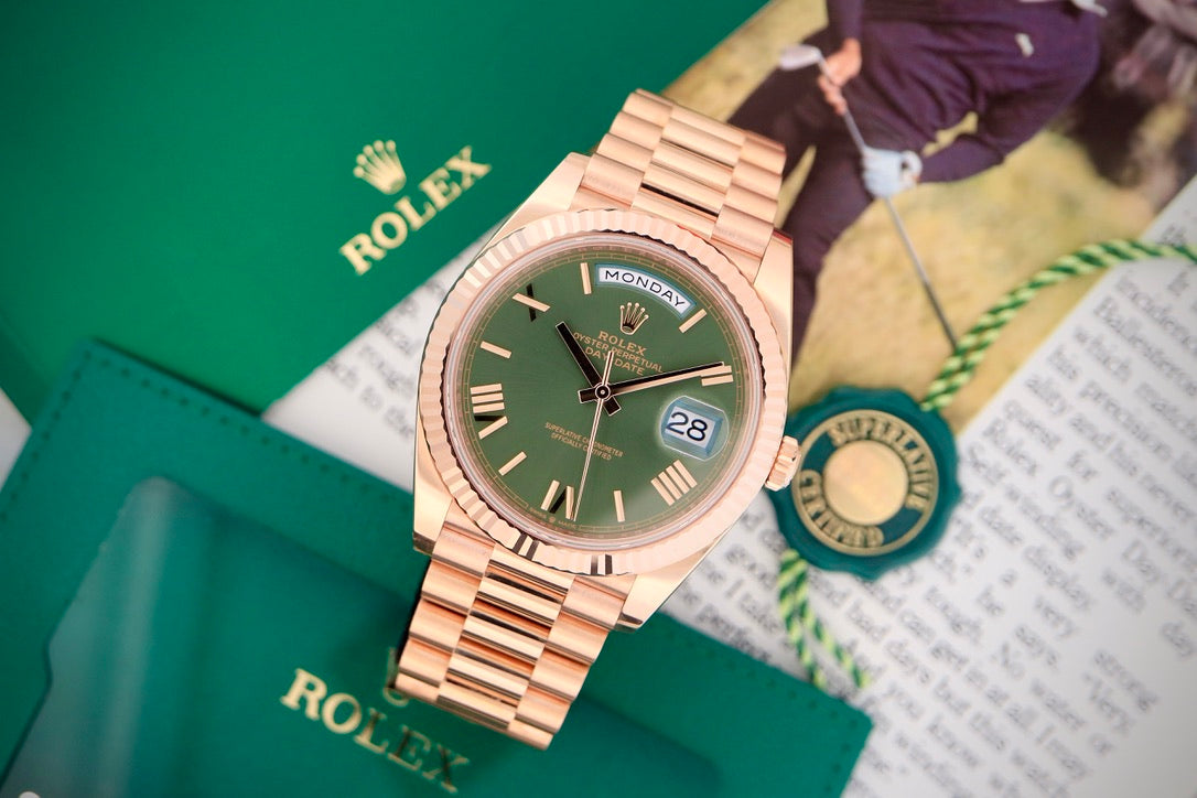 Rolex Day-Date 40 Everose Gold Olive Dial (2023)
