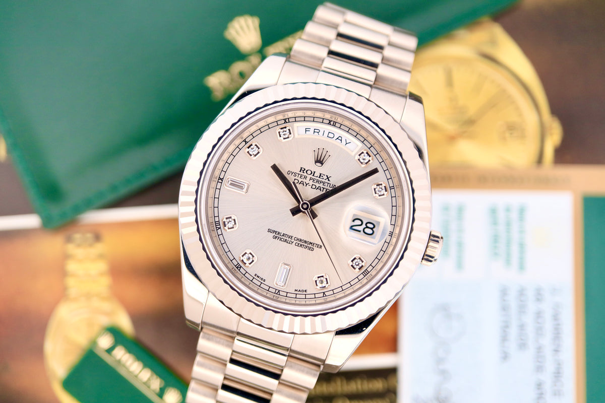 Rolex Day-Date ll White Gold Diamond Dial (2015)