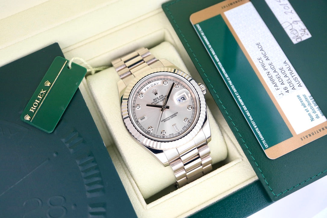Rolex Day-Date ll White Gold Diamond Dial (2015)
